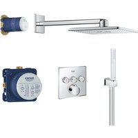 Grohtherm SmartControl Duschsystem Unterputz, mit Rainshower SmartActive 310 Cube Kopfbrause-Set, 3 Verbraucher, chrom - 34712000 - Grohe von Grohe