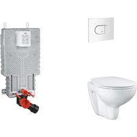 Uniset - Set Vorwandelement, wc mit Softclose-Sitz und Arena Cosmopolitan-Betätigungsplatte, Alpinweiß SANI15BB3104 - Grohe von Grohe