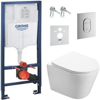 WC-Pack Vorwandelement + sat Infinitio wc ohne Spülrand + Softclose WC-Sitz + Betetigungsplatte + Schallschutzpad - Grohe von Grohe