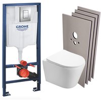 WC-Pack Vorwandelement Rapid sl + Swiss Aqua Technologies Infinitio wc ohne Spülrand + Betätigungsplatte + Verkleidungsset - Grohe von Grohe