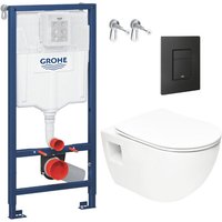 WC-Paket mit Rahmen Rapid sl + spülrandlose SAT-Toilette + SoftClose-Sitz + mattschwarze Platte (RapidSL-Project-KF0) - Grohe von Grohe