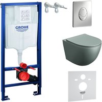 Domino - grohe wc Set mit Vorwandelement, Wand-WC und Spülknopf von Domino