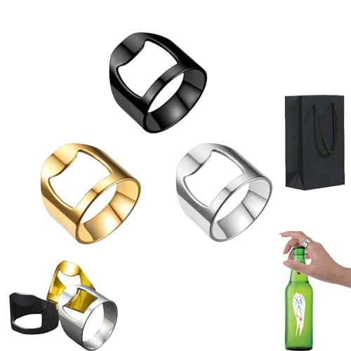 Bartender Ring,Bartender Ring Bottle Opener,Stainless Steel beer bottle opener,Portable bottle opener ring for Bars, Parties, House Parties. (3pcs, 9#) von Grolomo