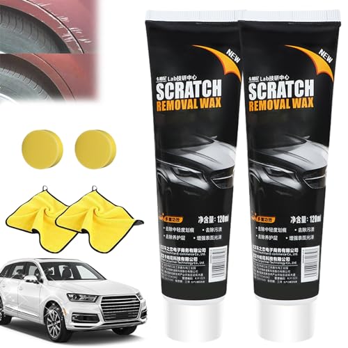 Car Scratch Repair Paste,Scratch Repair Wax For Car,Professional Scratch Repair Paste Polishing Wax,Nano Car Scratch Remover With Wipe & Sponge For Car Paint Surface (2pcs) von Grolomo