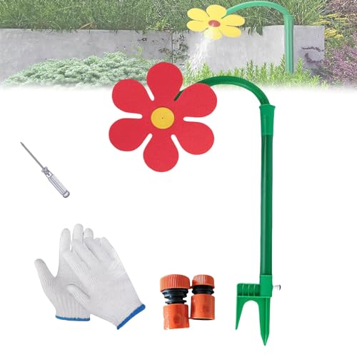 Dancing Daisy Sprinkler,Crazy Daisy Sprinkler,Lawn Watering Sprinkler Sprayer,Funny Sun Flower Dancing Daisy Yard Lawn Sprinkler for Garden Lawn (Red) von Grolomo