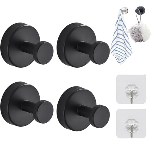 Grolomo Luxehold No-Drill Hooks,Luxe Hold No Drill Hooks,Superhold No-Drill Hooks,No Drill Suction Cup Hooks,Waterproof Hooks For Bathrooms, Kitchens And Bedrooms (4pcsBlack) von Grolomo