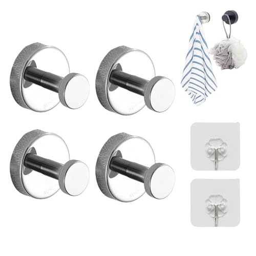 Grolomo Luxehold No-Drill Hooks,Luxe Hold No Drill Hooks,Superhold No-Drill Hooks,No Drill Suction Cup Hooks,Waterproof Hooks For Bathrooms, Kitchens And Bedrooms (4pcsSilver) von Grolomo