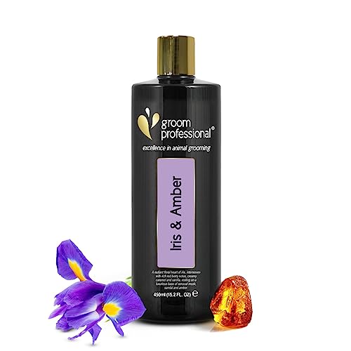 Groom Professional Exclusive Iris & Amber Hundeshampoo - Hundeshampoo Gegen Geruch - Luxuriöses Duftshampoo für Hunde - Macht das Fell Weich & Glänzend - Reinigt Tief - Moschusduft, 450ml von Groom Professional