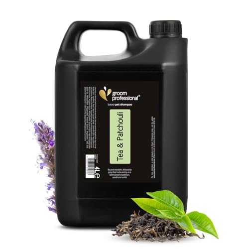 Groom Professional Exclusive Tea & Patchouli Hundeshampoo - Hundeshampoo Gegen Geruch - Luxuriöses Duftshampoo für Hunde - Macht das Fell Weich & Glänzend - Reinigt Tief - Blütenduft, 4 Liter von Groom Professional