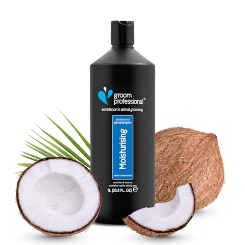 Groom Professional Coconut Moisturising Hundeshampoo Sensitiv - Beruhigendes Hundeshampoo für Juckende Haut - Empfindliches Shampoo für Hunde - Pflegt & Stellt das Fell Wieder Her, 1 Liter von Groom Professional