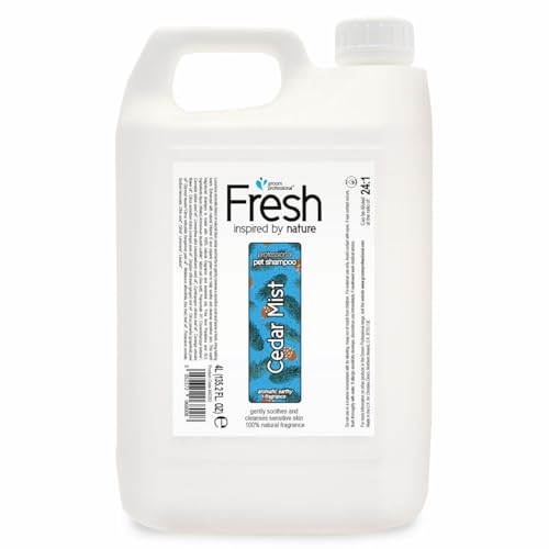 GROOM PROFESSIONAL Fresh Cedar Mist Hundeshampoo Sensitiv - Natürliches Hundeshampoo für Empfindliche Haut - Lindert Hautreizungen - Reinigt & Beruhigt - Für Jeden Felltyp - Zedernduft, 4 Liter von GROOM PROFESSIONAL