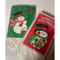Vintage Hallmark Weihnachtsservietten Mit Schneemännern. Zwei Packungen Jeweils 12 Stück von Groovysicle