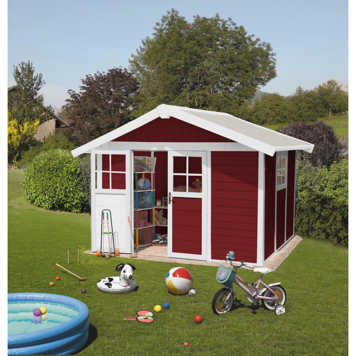 Grosfillex Kunststoff-Gartenhaus Deco H 7.5 Rot BxT: 315 cm x 239 cm von Grosfillex