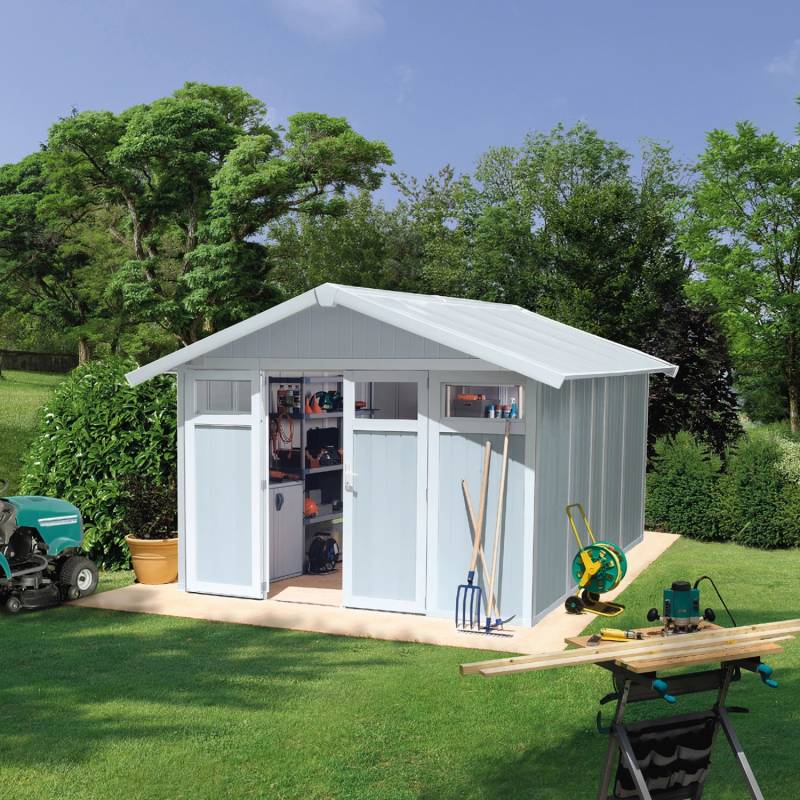 Grosfillex Kunststoff-Gerätehaus Utility 11 Graublau 11 m² von Grosfillex