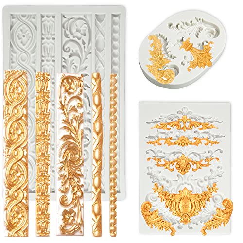 Grosun 3er Pack Barock Silikonformen Scroll Silikon Barock Form Ton Formen Fondant Formen Bordüre Fondant Form Hochzeit Geburtstag Kuchen Dekoration Grosun 3er Pack Barock Silikonformen Scroll Silikon Barock Form Ton Formen Fondant Formen Bordüre Fondant Form Hochzeit Geburtstag Kuchen Dekoration von Grosun