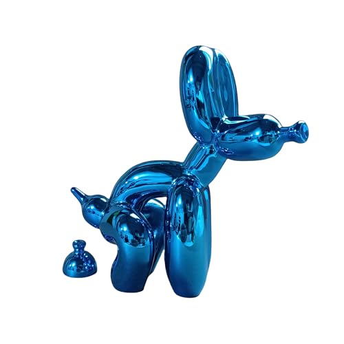 Grotekom Glänzender Ballon Hund Mini Poop Hund Dekoration Desktop im Wohnzimmer Kunst Tier Kleine Statue (Blau) von Grotekom