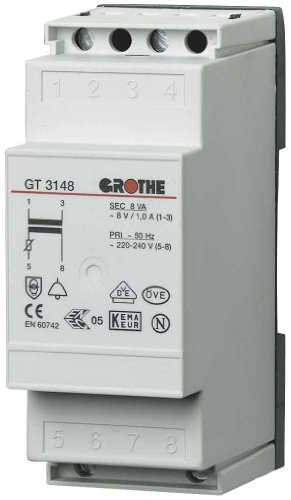 Grothe 1512010 Grot Klingeltransformator GT 3148 8V 1,0A Klingel Transformator 8 V AC, 1 A von Grothe
