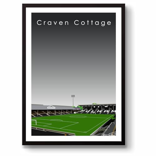 GroundDesigns FULHAM FC Fußball Geschenk CRAVEN COTTAGE Stadion Art ungerahmt A3 Druck FFC von GroundDesigns