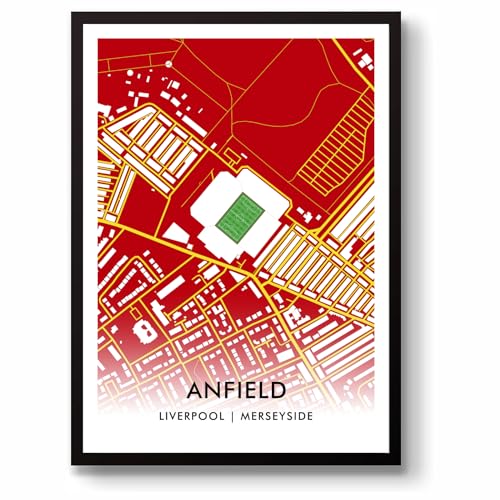 GroundDesigns Liverpool FC Fußball-Geschenk Anfield Stadion Kunstdruck LFC von GroundDesigns