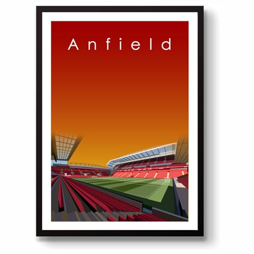 GroundDesigns Liverpool Fußball Geschenk Anfield Stadion Art ungerahmt A3 Druck LFC von GroundDesigns