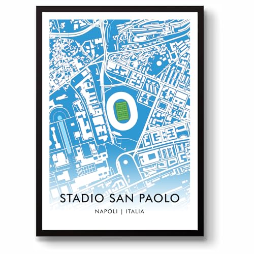 GroundDesigns S.S.C. NAPOLI Fußball Geschenk Stadion San Paulo Neapel Italien 90 Stadion Kunst Karte A3 Druck von GroundDesigns