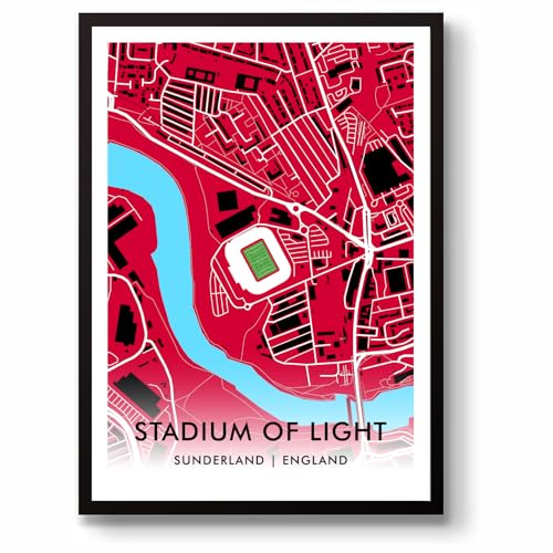 GroundDesigns Sunderland AFC Fußball Geschenk Stadium of Light Kunstdruck Karte Safc von GroundDesigns