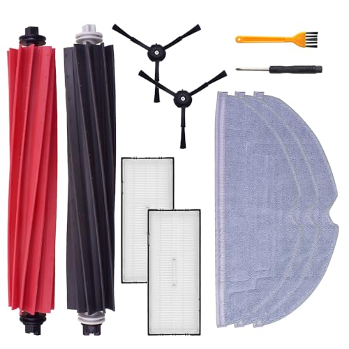 Groval Zubehör Ersatzteile Set kompatibel mit Xiaomi Roborock Q8/Q5 Pro/S8/S8 +/S8 Pro Ultra - 2x Haupt Bürste 2x Seiten Bürste 3x Mop Wischtücher 2x Hepa Filter Staubsauger Roboter (Zubehör Set) von Groval