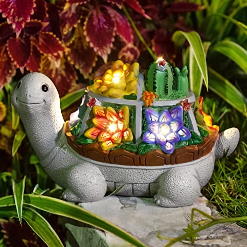 Grovind Solar Garten Statue Clearance Schildkröte Statuen Gartendeko für Draußen, Niedliche Schildkröte Figuren mit LED Lichter Solar Ornamente Herbstdeko für Patio Hof Weihnachten Geschenke von Grovind