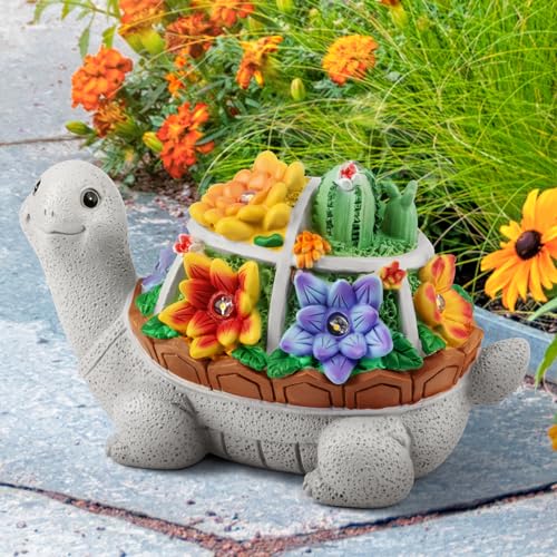 Grovind Solar Garten Statue Clearance Schildkröte Statuen Gartendeko für Draußen, Niedliche Schildkröte Figuren mit LED Lichter Solar Ornamente Herbstdeko für Patio Hof Weihnachten Geschenke von Grovind