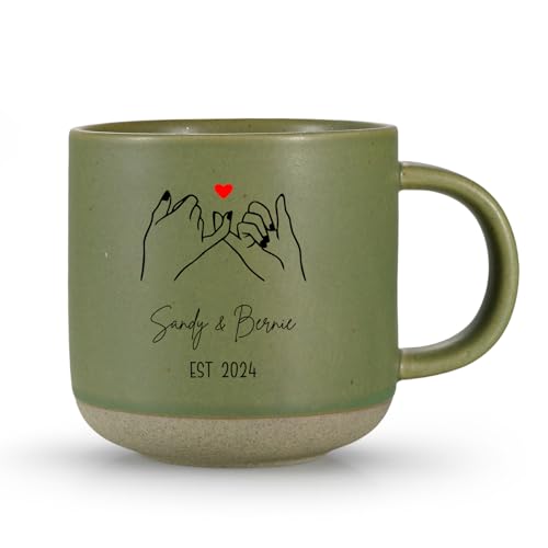 Grovjewfit Personalisierte Paare Keramiktasse Mit Name, Keramik Tasse Mit Text Romantische Geschenk Valentinstag Jahrestag Als Geschenk Für Paare Freund Freundin (A - Grün) von Grovjewfit
