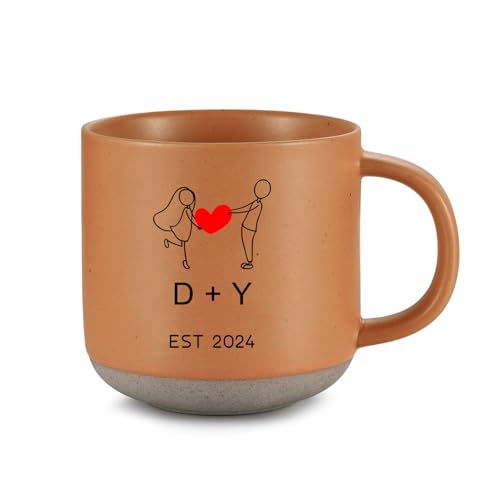 Grovjewfit Personalisierte Paare Keramiktasse Mit Name, Keramik Tasse Mit Text Romantische Geschenk Valentinstag Jahrestag Als Geschenk Für Paare Freund Freundin (A - Orange) von Grovjewfit