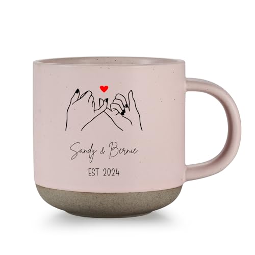 Grovjewfit Personalisierte Paare Keramiktasse Mit Name, Keramik Tasse Mit Text Romantische Geschenk Valentinstag Jahrestag Als Geschenk Für Paare Freund Freundin (A - Rosa) von Grovjewfit