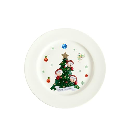 Grovjewfit Personalisierter Keramik Teller Weihnachten Dekoration Weihnachtsdeko Teller Mit Namen Text Foto Keramikteller Weihnachten Als Geschenke Für Mama, Oma, Freund (C - 3 Namen) von Grovjewfit