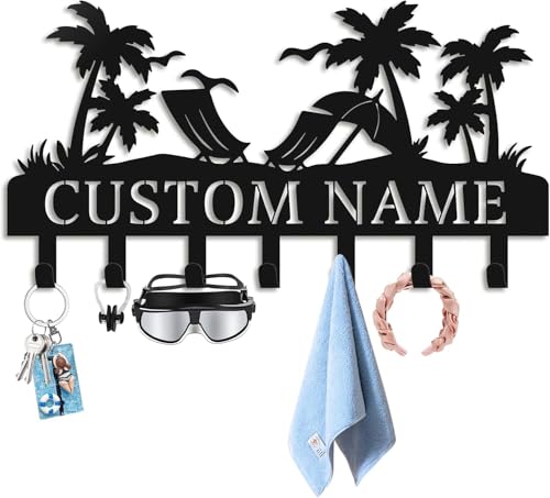 Personalisierter Wand Schlüsselhalter aus Metall mit Namen Initialen Ausgestattet mit 5–12 Haken Wohnaccessoire Geeignet für Küchen, Flure, Korridore und Büroeingänge (Style 3) von Grovjewfit