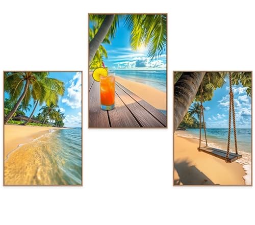 GrowArt - 3er-Set Poster mit Motiv von paradiesischen Stränden im A3-Format ohne Rahmen | hochwertiger Fotodruck | außergewöhnliche Wanddekoration für Strandliebhaber | Motive nur bei uns erhältlich| von GrowArt