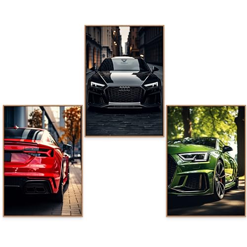 GrowArt - einzigartiges 3er-Poster-Set mit AUDI-Autos im A3-Format ohne Rahmen | hochwertiger Fotodruck | außergewöhnlicher Wandschmuck für Autoliebhaber | Motive nur bei uns erhältlich | von GrowArt