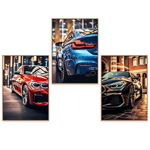 GrowArt - einzigartiges 3er-Poster-Set mit BMW-Autos im A3-Format ohne Rahmen | hochwertiger Fotodruck | außergewöhnlicher Wandschmuck für Autoliebhaber | Motive nur bei uns erhältlich | von GrowArt