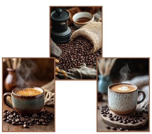 GrowArt - einzigartiges 3er-Poster-Set mit Kaffeemotiv im A3-Format ohne Rahmen | hochwertiger Fotodruck | außergewöhnliche Wanddekoration für Kaffeeliebhaber | Motive nur bei uns erhältlich | von GrowArt