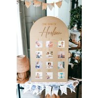 Gewölbtes 1. Geburtstags-Fotobrett | One Year Baby Tafel Bildertafel Babys Erster Geburtstag Meilenstein-Geburtstagstafel Erster von GrowandCompany