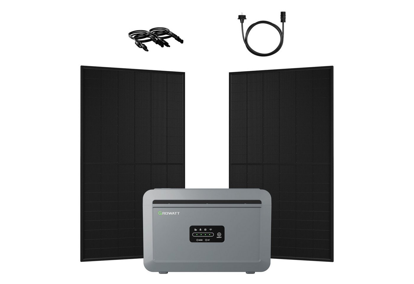 Growatt Balkonkraftwerk 1000W Growatt NEXA 2000 All-in-One Speicher, solarbatterie, (2x JA Solar 500Wp Full Black und NEXA 2000 All-in-One Speicher), WiFi & Bluetooth-Unterstützung von Growatt