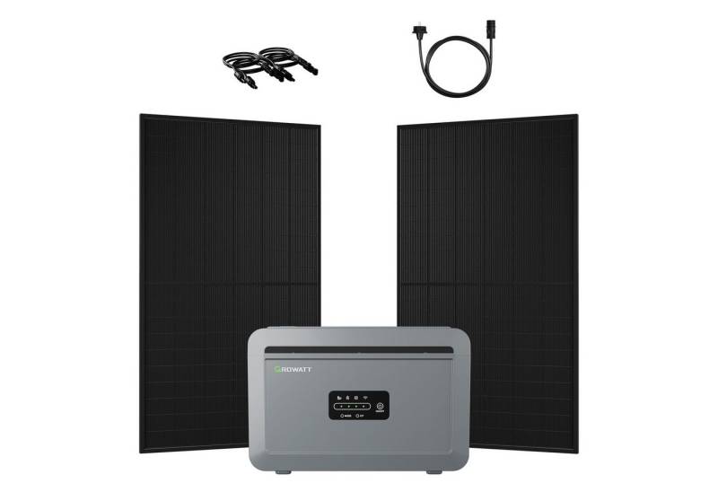 Growatt Balkonkraftwerk 1000W Growatt NEXA 2000 All-in-One Speicher, solarbatterie, (2x JA Solar 500Wp Full Black und NEXA 2000 All-in-One Speicher), WiFi & Bluetooth-Unterstützung von Growatt