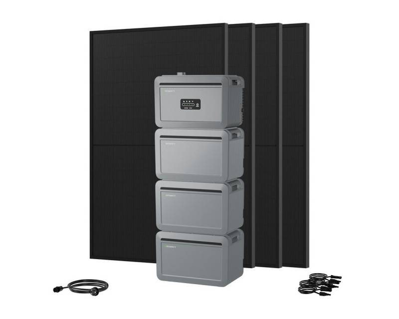 Growatt Balkonkraftwerk 1760W Growatt NEXA 2000 All-in-One Batteriespeicher mit Zusatzakku, (4x JA Solar 440Wp Full Black und NEXA 2000 All-in-One Speicher), 4 unabhängige MPPT-Kanäle von Growatt