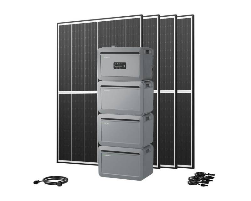 Growatt Balkonkraftwerk 1780W Growatt NEXA 2000 All-in-One Batteriespeicher mit Zusatzakku, (4x JA Solar 445Wp Black Frame und NEXA 2000 All-in-One Speicher), Smarte Steuerung & einfache Bedienung von Growatt