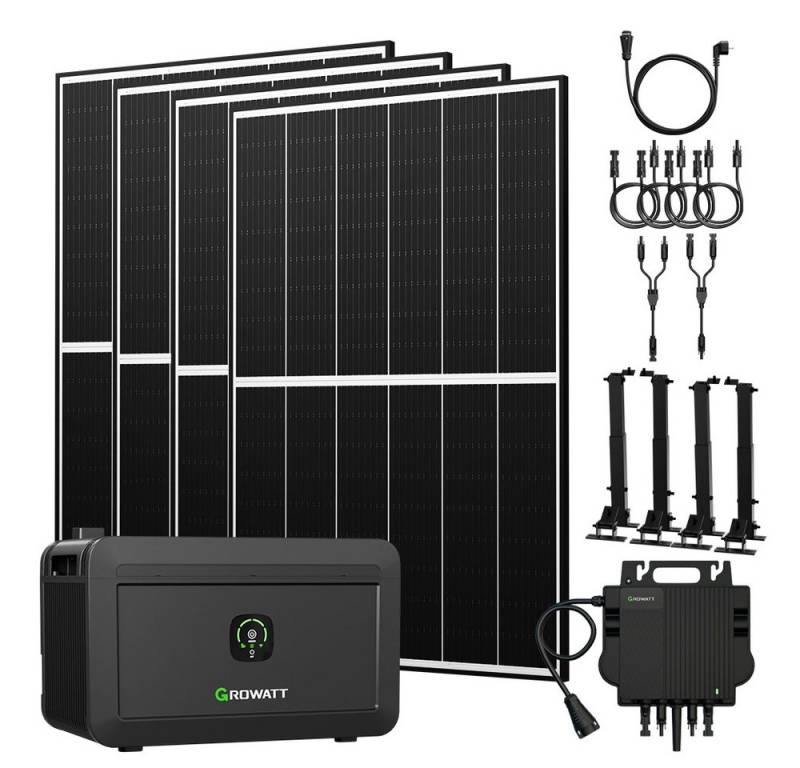 Growatt Balkonkraftwerk 1780W Growatt NOAH 2000 Speicher mit Wechselrichter und Zusatzsakku, (4x JA Solar 445Wp, Growatt NOAH 2000 Speicher mit 800W Wechselrichter), Growatt NEO-800M-X: Integrierte WiFi-Kommunikation von Growatt