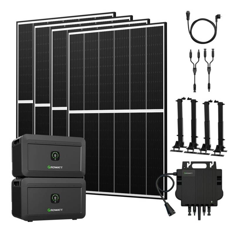 Growatt Balkonkraftwerk 1780W Growatt NOAH 2000 Speicher mit Wechselrichter und Zusatzsakku, (4x JA Solar 445Wp, Growatt NOAH 2000 Speicher mit 800W Wechselrichter), Growatt NEO-800M-X: Integrierte WiFi-Kommunikation von Growatt