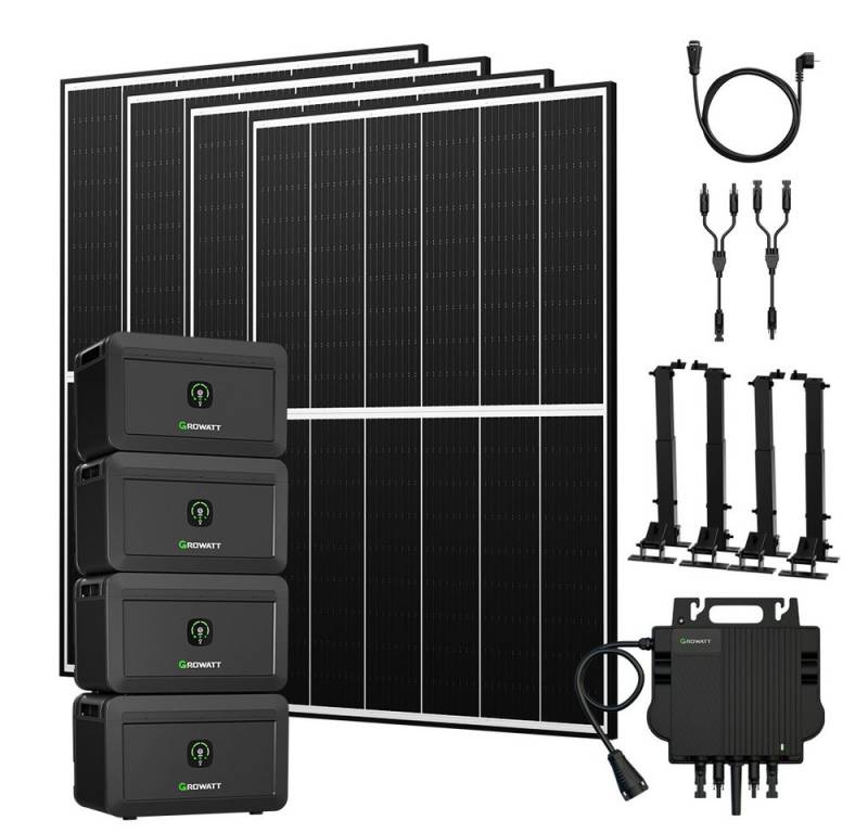 Growatt Balkonkraftwerk 1780W Growatt NOAH 2000 Speicher mit Wechselrichter und Zusatzsakku, (4x JA Solar 445Wp, Growatt NOAH 2000 Speicher mit 800W Wechselrichter), Growatt NEO-800M-X: Integrierte WiFi-Kommunikation von Growatt