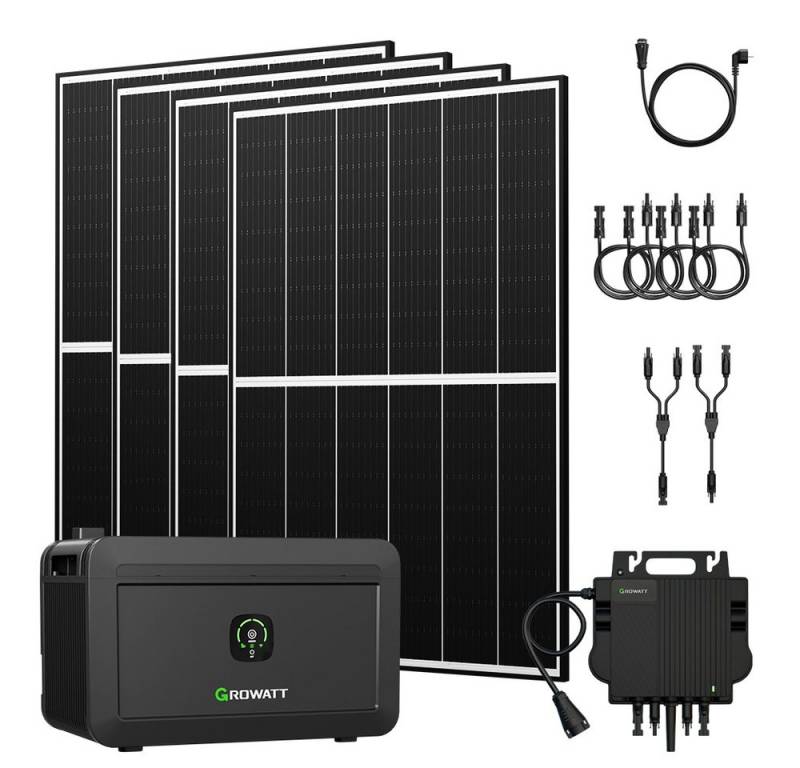 Growatt Balkonkraftwerk 1780W Growatt NOAH 2000 Speicher mit Wechselrichter und Zusatzsakku, (4x JA Solar 445Wp, Growatt NOAH 2000 Speicher mit 800W Wechselrichter), Growatt NEO-800M-X: Integrierte WiFi-Kommunikation von Growatt