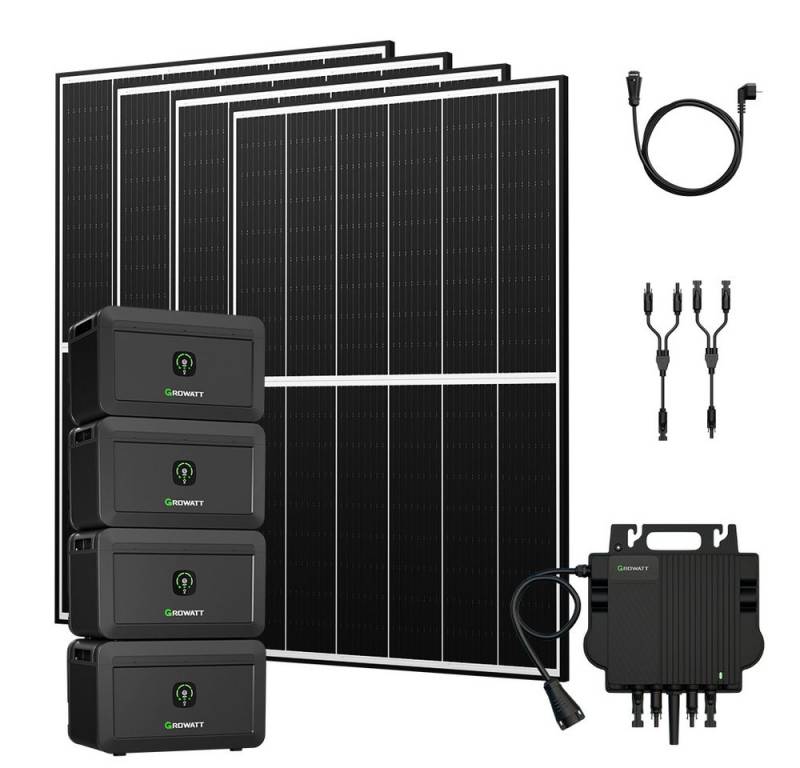 Growatt Balkonkraftwerk 1780W Growatt NOAH 2000 Speicher mit Wechselrichter und Zusatzsakku, (4x JA Solar 445Wp, Growatt NOAH 2000 Speicher mit 800W Wechselrichter), Growatt NEO-800M-X: Integrierte WiFi-Kommunikation von Growatt