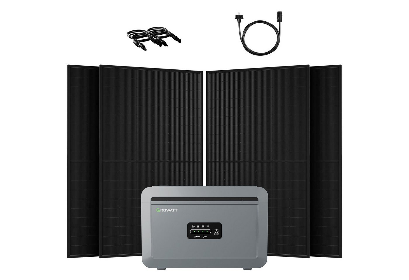 Growatt Balkonkraftwerk 2000W Growatt NEXA 2000 All-in-One Speicher, solarspeicher, (4x JA Solar 500Wp Full Black und NEXA 2000 All-in-One Speicher), WiFi & Bluetooth-Unterstützung von Growatt
