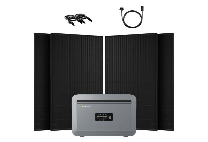 Growatt Balkonkraftwerk 2000W Growatt NEXA 2000 All-in-One Speicher, solarspeicher, (4x JA Solar 500Wp Full Black und NEXA 2000 All-in-One Speicher), WiFi & Bluetooth-Unterstützung von Growatt